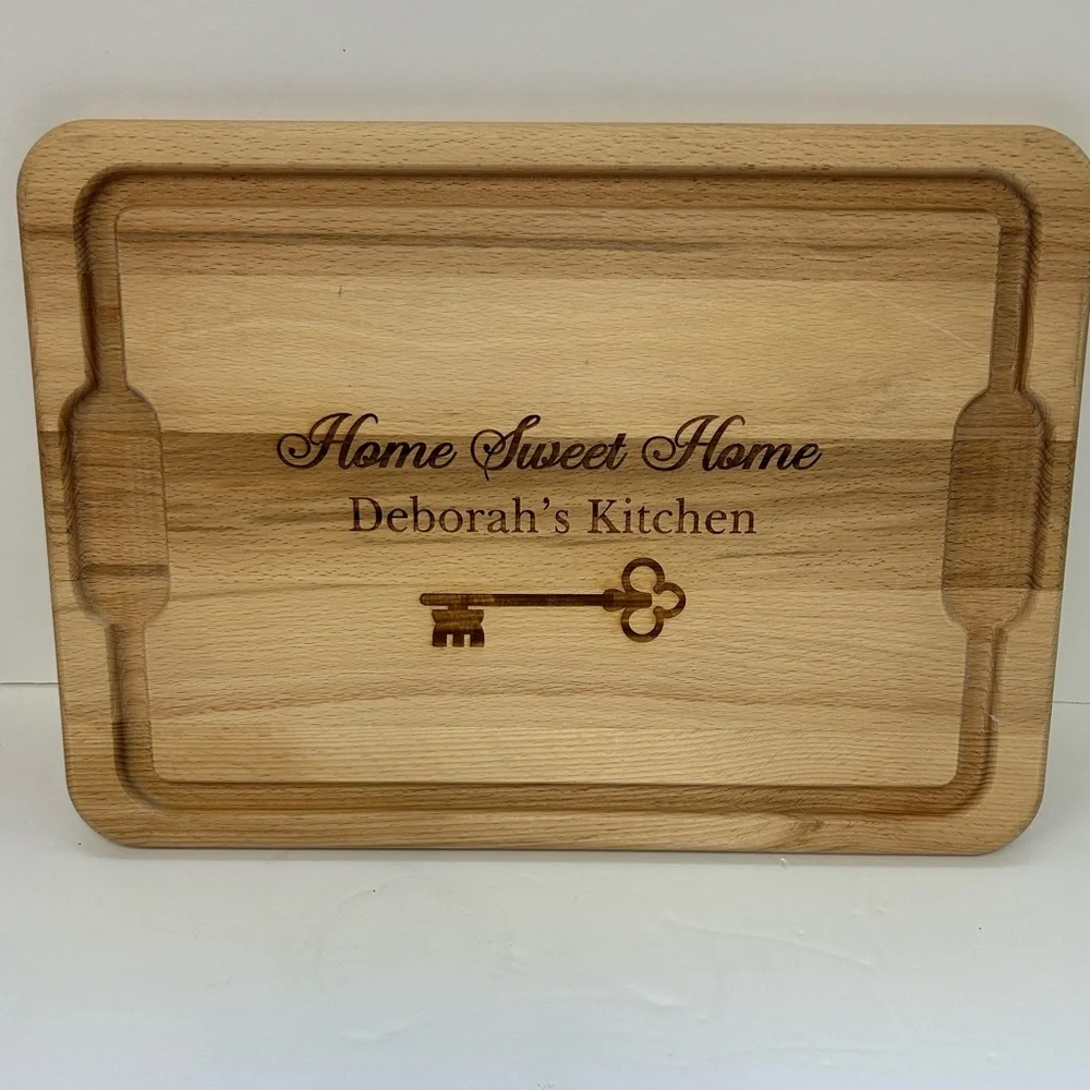 Key To Our Home Personalized Hardwood Cutting Board- 12x17 - name DEBORAH